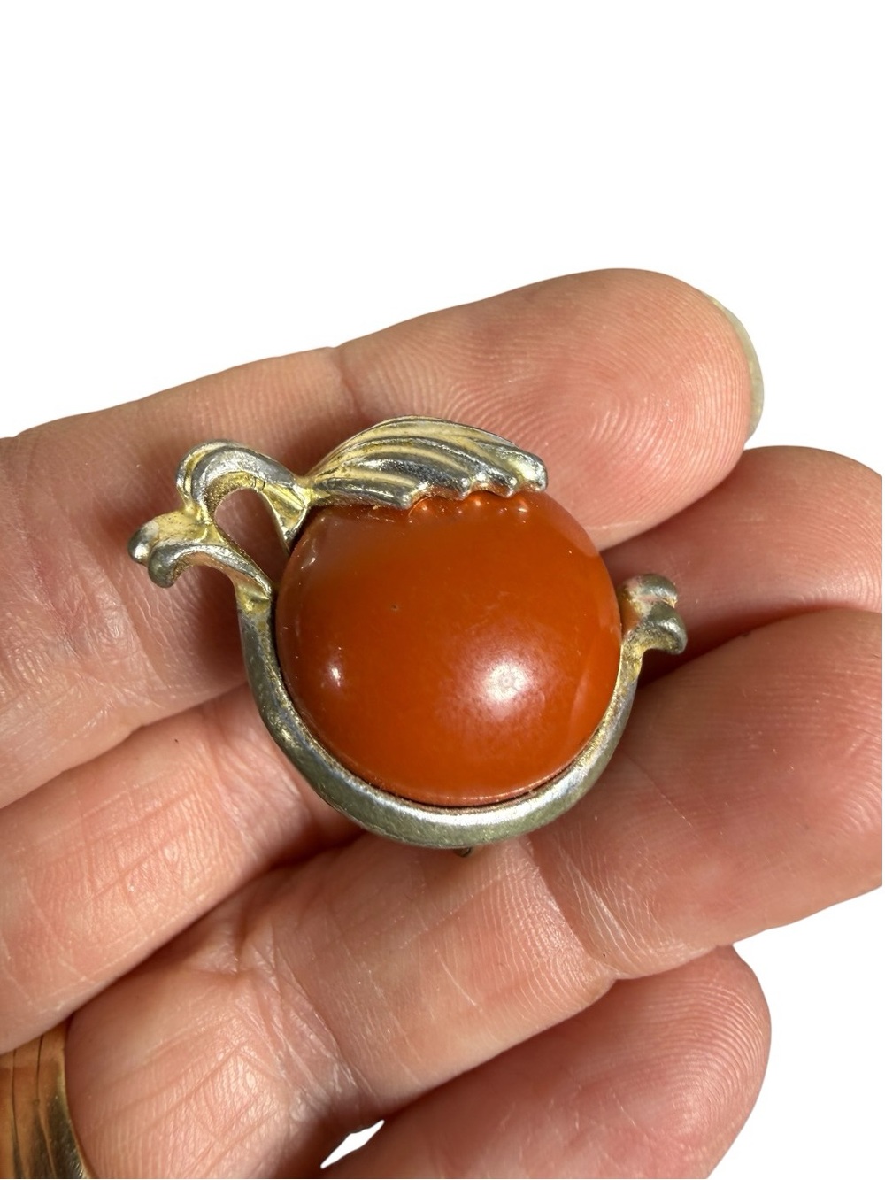 Vintage Orange Stone Clip Earrings